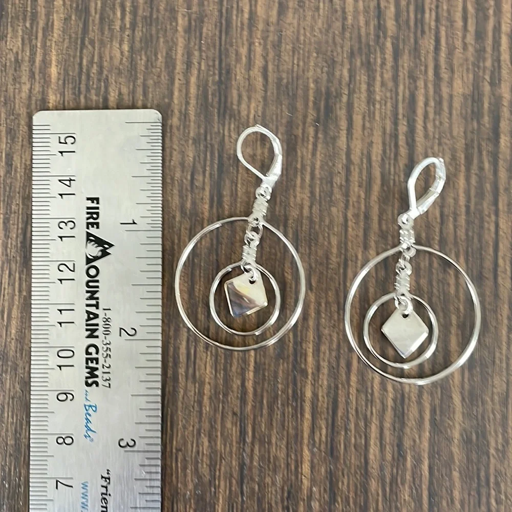 HAND CRAFTED HOOP EARRINGS Silver Plated Double Hoops Pierced